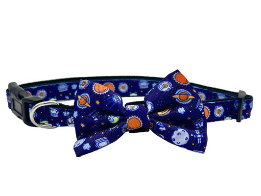 Premium Space Dog Collar with BowTie