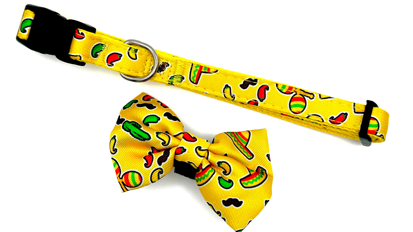 Premium Fiesta Dog Collar with BowTie